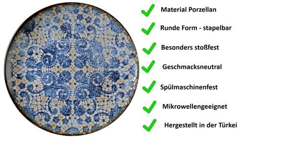 Teller flach 27cm Valencia - 1 Stück  Porzellan